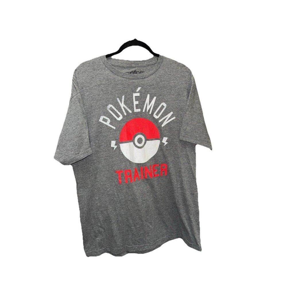 Pokemon Trainer T-Shirt Mens XL Gray Graphic Tee Pokeball
